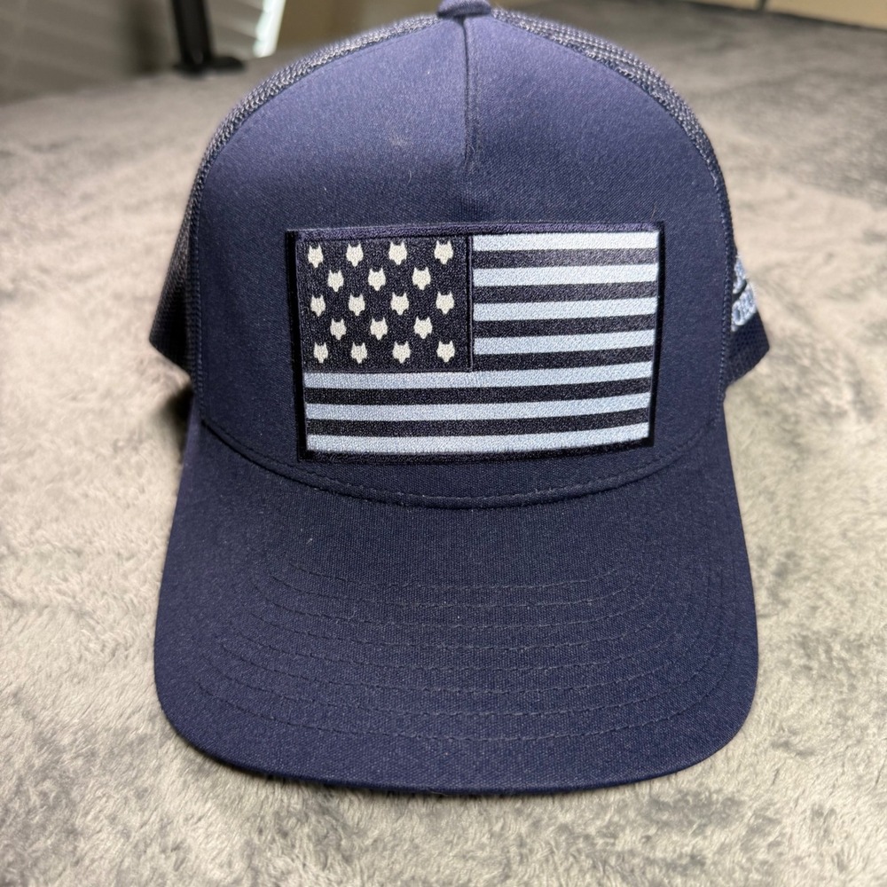 Greyson Clothiers Mens Navy Blue American Flag Wolf Trucker Hat Troon North Cap